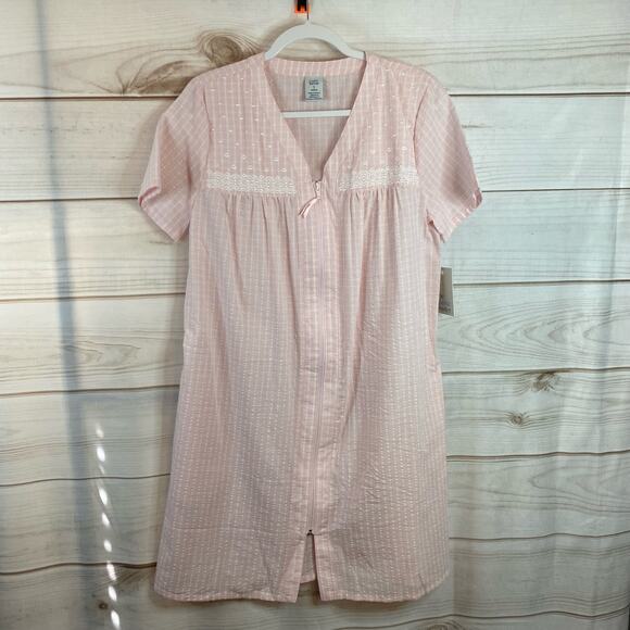 Croft & Barrow Intimates Pink & White Stripes Short Sleeve Sleep Dress Size S - Picture 1 of 9